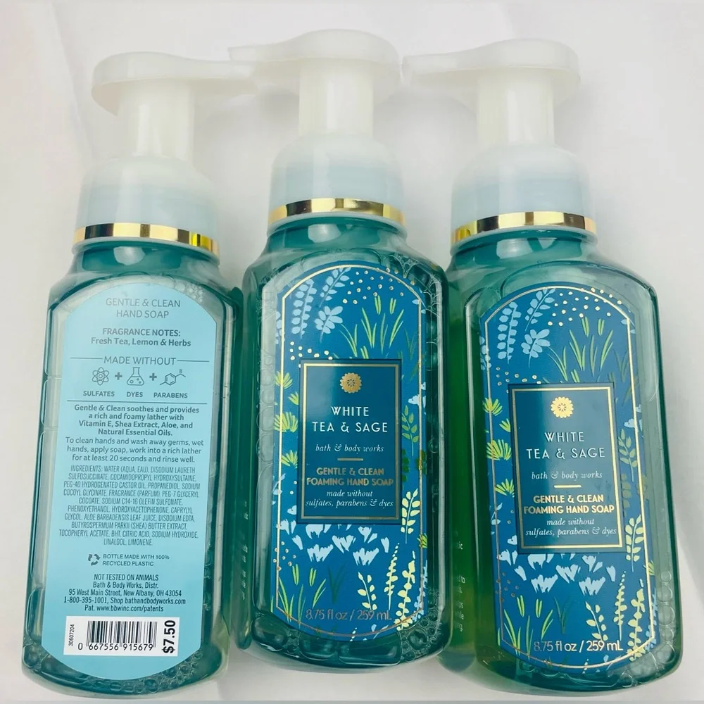 3-Pack~BATH AND BODY WORKS ~WHITE TEA & SAGE~FOAMING HAND SOAP